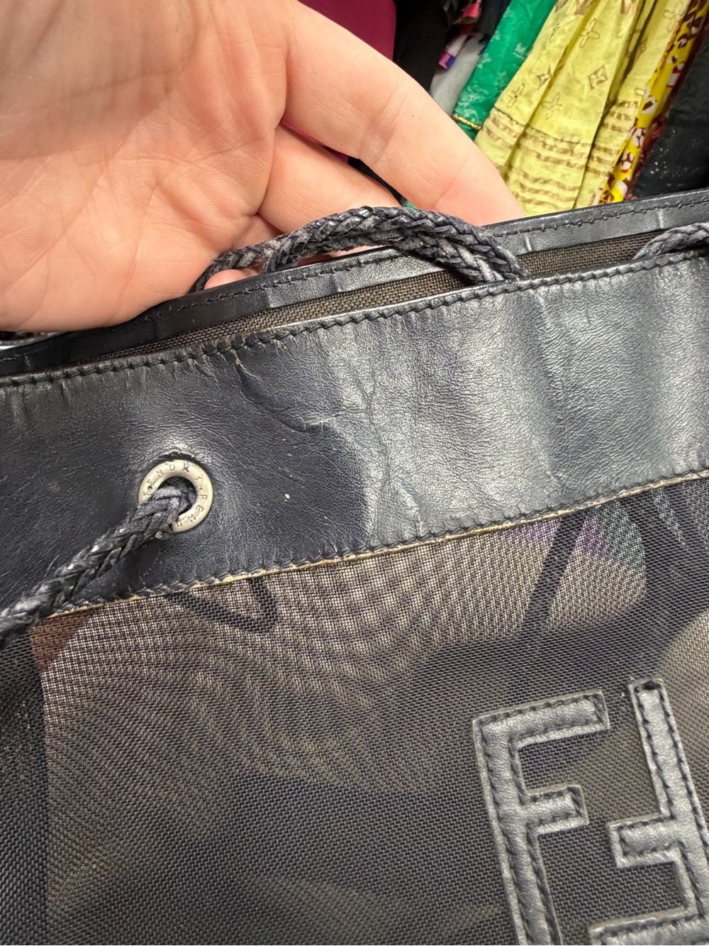 Fendi FF Zucca black mesh shopper tote bag - Picture 11 of 15